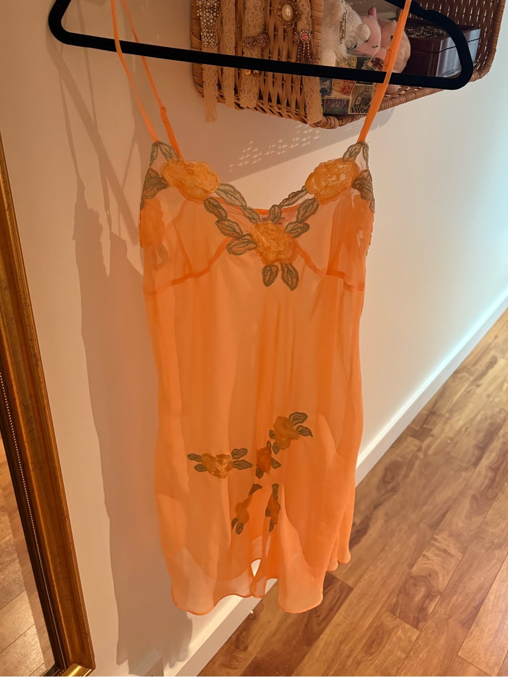 Floral-Embroidered Slip